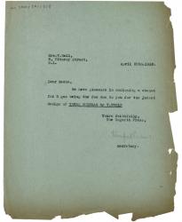 Image of typescript letter from Winnifred Perkins to Mrs. V. Bell (25/04/1938) page 1 of 1