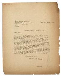 Image of typescript letter from The Hogarth Press to Johan Grundt Tanum (26/02/1935) page 1 of 1