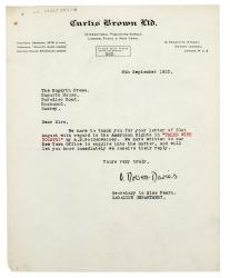 Image of a Letter from Curtis Brown Ltd to The Hogarth Press (06/09/1923) 