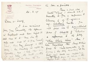 Image of handwritten letter from G. S. Dutt to Leonard Woolf (20/03/1929)  page 1 of 2