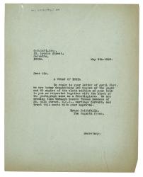 Image of typescript letter from The Hogarth Press to G. S. Dutt (21/04/1938) page 1 of 1