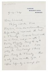 Image of handwritten letter from E. M. Forster to Leonard Woolf (09/04/1924) page 1 of 2