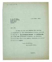 Image of typescript letter from The Hogarth Press to R. M. Fox (25/04/1935) page 1 of 1