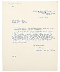 Image of typescript letter from Harcourt, Brace and Company, Inc. Publishers to The Hogarth Press (14/04/1925) 