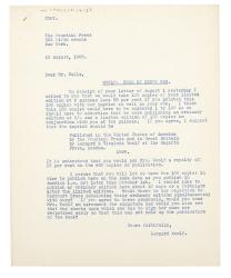 Image of typescript letter from Leonard Woolf to The Fountain Press (10/08/1929) page 1 of 1