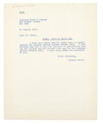 Image of typescript letter from Leonard Woolf to The Fountain Press (28/08/1929) page 1 of 1