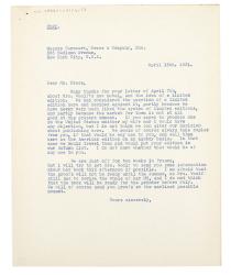 Image of typescript letter from The Hogarth Press to Donald Brace (15/04/1931 page 1 of 1