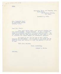 Image of typescript letter from Donald Brace to Virginia Woolf (02/12/1931) page 1 of 1