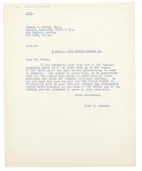 Typescript letter from John Lehmann to Donald Brace (29/06/1932)  page 1 of 1