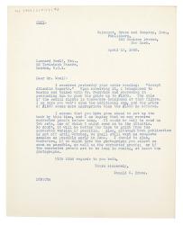 Image of typescript letter from Donald Brace to Leonard Woolf (19/04/1933) page 1 of 1