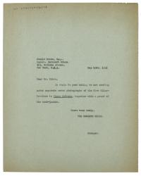 Image of typescript letter from The Hogarth Press to Donald Brace (10/05/1938) page 1 of 1