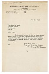 Image of typescript letter from Harcourt, Brace and Company to The Hogarth Press (23/06/1942) page of 1