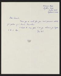 Handwritten letter from Kot to Leonard Woolf about rights. 