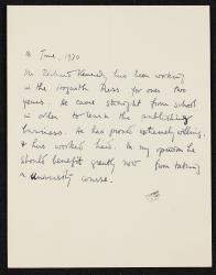 Reference for Richard Kennedy by Leonard Woolf (18/06/1930)
