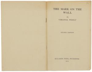 Image of plain paper book cover of The Mark on the Wall, Second Edition (1919)
