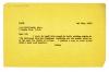 Image of typescript letter on bright yellow paper from Leonard Woolf to Samuel Solomonovich Koteliansky (01/07/1947) page 1 of 1