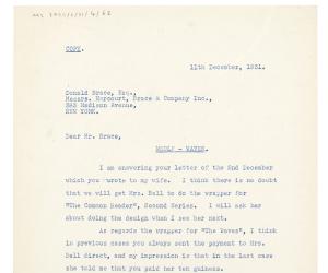 Image of typescript letter from The Hogarth Press to Donald Brace (11/12/1931)  page 1 of 1
